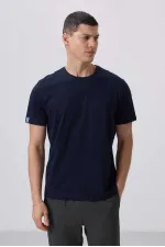 Tommylife Toptan O Yaka Standart Kalıp Basic Erkek T-Shirt 87911 Lacivert