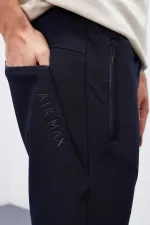 Tommylife Toptan Lacivert Fermuar Cepli Dar Kalıp Jogger Erkek Eşofman Alt - 84343