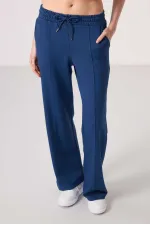 Pantalon palazzo pour femme Tommylife Wholesale, doux et texturé, avec poches et surpiqûres apparentes - 94670 Parliament