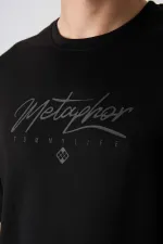 Tommylife Toptan O Yaka Oversize Baskılı Erkek T-Shirt 88320 Siyah