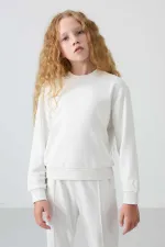 Ensemble de survêtement Tommylife Wholesale pour filles de 3 à 9 ans, col rond, taille oversize, réf. 75145, écru