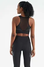Soutien-gorge de sport Tommylife Wholesale pour femme, imprimé noir devant et dos, col en U, coupe ajustée - 97252