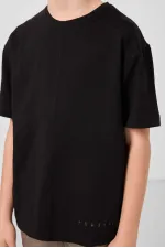 Tommylife Wholesale Cotton Soft Textured Oversize Basic Boys' T-Shirt 11297 Black