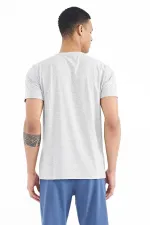 Tommylife Wholesale Oscar Crew Neck Standard Fit Printed Men's T-Shirt 88226 Grey Melange