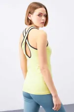 Débardeur de sport sans manches Tommylife Wholesale Lemon Crossbody pour femme, coupe standard - 97094