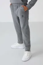 Ensemble de survêtement en polaire à col montant Tommylife Wholesale Serverer Boy, gris chiné, référence 11218