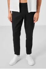 Pantalon chino extensible léger tissé coupe standard Tommylife Wholesale pour homme 82177 Noir