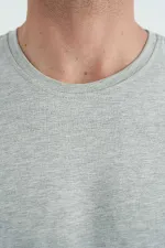 T-shirt basique Tommylife à col rond et coupe standard pour homme, gris clair chiné, référence 87911