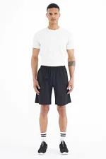 Tommylife Toptan Siyah Yan Cep Detaylı Lastikli Erkek Şort - 81238
