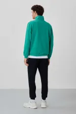 Tommylife Wholesale Herbert Standard Fit Stand-Up Collar Men's Tracksuit Set 85233 Sea Green - Navy Blue