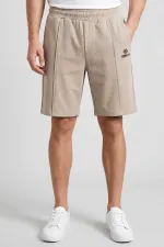 Tommylife Toptan Bej Oversize Fit Basic Ön Dikiş Detaylı Erkek Şort - 81283