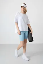 Leggings motardes taille haute Tommylife pour femmes, bleu clair, référence 91012 (vente en gros)