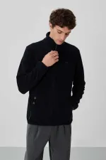 Sweat-shirt en polaire zippé à col montant pour homme Tommylife, modèle standard, vente en gros, 87992, bleu marine