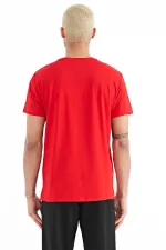 Tommylife Wholesale Liam Crew Neck Standard Fit Printed Men's T-Shirt 88207 Red