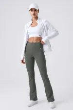 Leggings de sport évasés Tommylife Wholesale, kaki, taille haute, souples et performants pour femmes - 94686