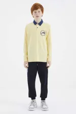 Tommylife Wholesale Waiter Size Polo Collar Standard Fit Basic Boys' Sweatshirt 11172 Yellow