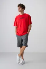 Tommylife Wholesale Crew Neck Oversize Printed Men's T-Shirt 88329 Fiesta