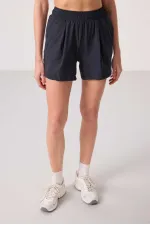 Tommylife Toptan Polyester Gizli Cep Fermuarlı Rahat Form Kadın Şort - 91014 Antrasit