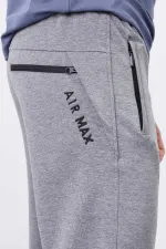 Tommylife Toptan Gri Melanj Fermuar Cepli Dar Kalıp Jogger Erkek Eşofman Alt - 84343