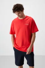 Tommylife Toptan O Yaka Oversize Erkek T-Shirt Şort Takım 85250 Fiesta - Lacivert