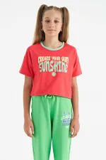 T-shirt Tommylife Wholesale Rose Gold Printed Round Neck Oversize Short Sleeve Girls - 75111