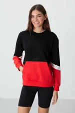 Tommylife Wholesale Crew Neck Oversize Women's Sweatshirt 97289 Black