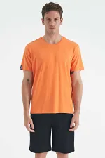 Tommylife Toptan O Yaka Standart Kalıp Basic Erkek T-Shirt 87911 Oranj