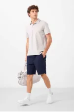 Short chino extensible léger, coupe standard, tissé, Tommylife Wholesale, bleu marine, référence 81292
