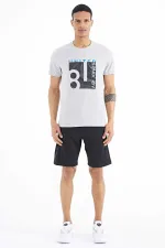 Tommylife Wholesale George Crew Neck Standard Fit Printed Men's T-Shirt 88220 Grey Melange