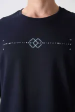 Tommylife Toptan O Yaka Oversize Baskılı Erkek T-Shirt 88323 Lacivert