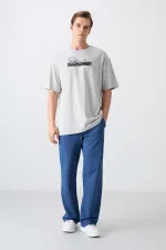 Tommylife Wholesale Crew Neck Oversize Printed Men's T-Shirt 88334 Stone