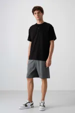 Tommylife Toptan O Yaka Oversize Baskılı Erkek T-Shirt 88343 Siyah