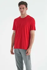 T-shirt basique Tommylife Wholesale à col rond et coupe standard pour homme, rouge, référence 87911