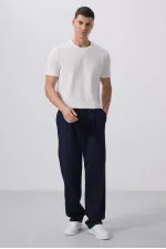 Pantalon palazzo pour homme Tommylife Wholesale, coupe confortable, surface texturée, référence 82163, bleu marine