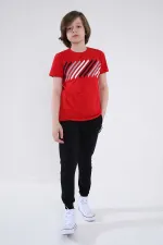 Pantalon de jogging Tommylife bleu marine pour garçon, coupe standard, avec poches zippées et revers - 64042