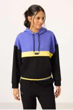 Ensemble de survêtement Tommylife Wholesale noir à capuche et blocs de couleur pour femme - 95327