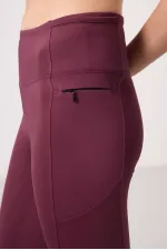 Tommylife Toptan Polyester Esnek Standart Fit Performans Kadın Tayt - 94667 Bordo