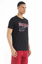 Tommylife Wholesale Black Standard Fit Crew Neck Men's T-Shirt with Text Print - 88171