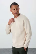 Sweat-shirt basique pour homme Tommylife Wholesale, col rond, coupe décontractée, couleur beige, référence 88418
