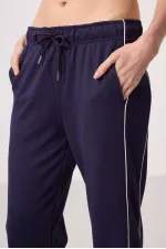 Pantalon palazzo à jambes larges pour femme Tommylife, en tissu doux, avec empiècements latéraux - 94669 Violet foncé