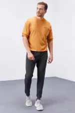 Tommylife Toptan Antrasit Melanj Fermuar Cepli Dar Kalıp Jogger Erkek Eşofman Alt - 84343