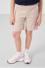 Tommylife Toptan Pamuklu Oversize Fit Dokuma Hafif Esnek Chino Erkek Çocuk Şort Takım 11279 Lacivert-Taş