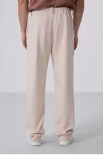 Tommylife Toptan Yüzeyi Dokulu Rahat Form Palazzo Erkek Pantolon 82163 Bej