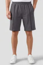 Short basique pour homme Tommylife, gris foncé, coupe oversize, avec surpiqûres apparentes sur le devant - 81283