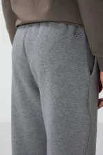 Tommylife Toptan Oversize Basic Düz Paça Erkek Eşofman Alt 82146 Gri Melanj