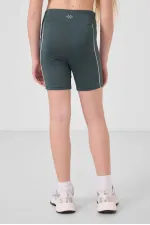 Tommylife Toptan Esnek Standart Fit Basic Performans Kız Çocuk Tayt 75189 Orman Yeşili