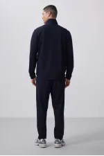 Tommylife Wholesale Textured Surface Comfortable Fit Men's Tracksuit Set 85273 Navy Blue