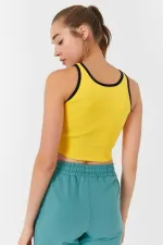 Débardeur court jaune basique sans manches à col en U pour femme Tommylife Wholesale - 97162