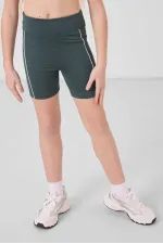 Tommylife Toptan Esnek Standart Fit Basic Performans Kız Çocuk Tayt 75189 Orman Yeşili