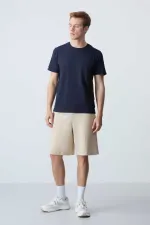 Tommylife Wholesale Comfort Fit Basic Men's Shorts 81277 Beige